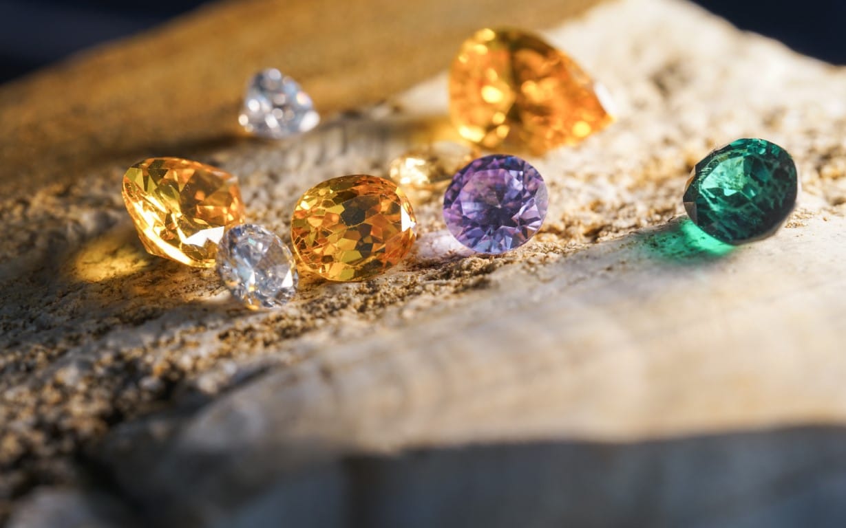 bijoux en pierres précieuses multicolores